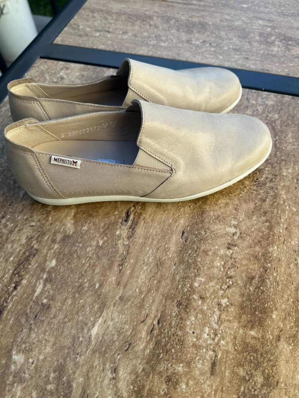Mephisto Elettra Taupe Perforated Leather Air-Jet Slip On Loafers - Size 7